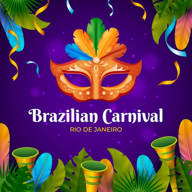 Realistická brazilská karnevalová ilustrace