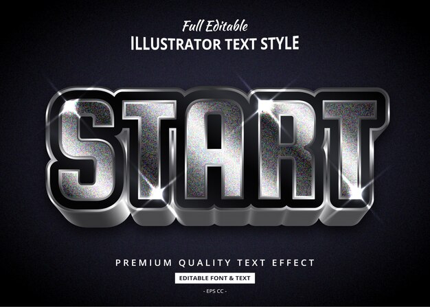 Realistický metalický textový styl s třpytkami