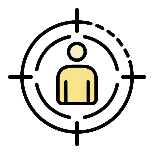 Recruitment target man icon Outline recruitment target man vector icon color flat isolated