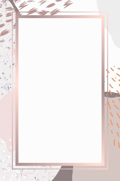 rectangle pink frame on botanical memphis pattern background vector