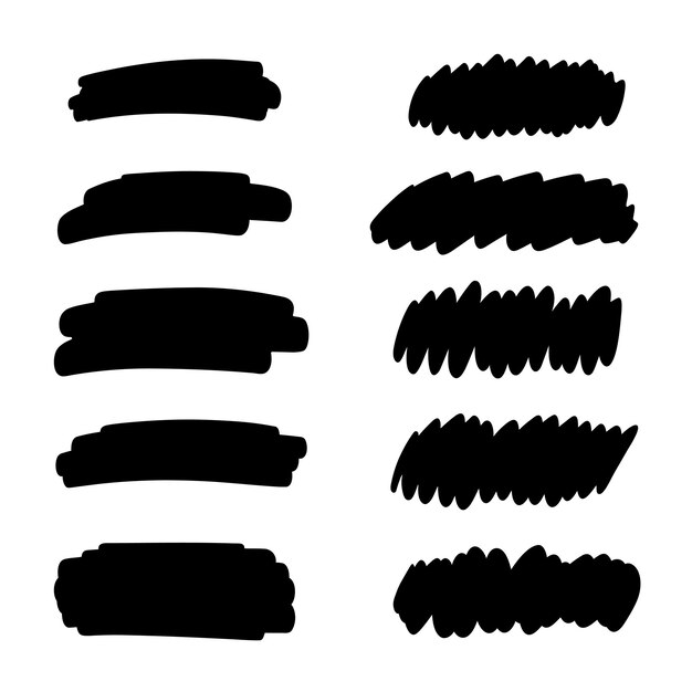 Rectangular horizontal underline strikethrough and highlight lines drawn manually with a marker