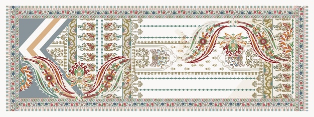 rectangular scarf design with seamless abstract patterns and beautiful colors
