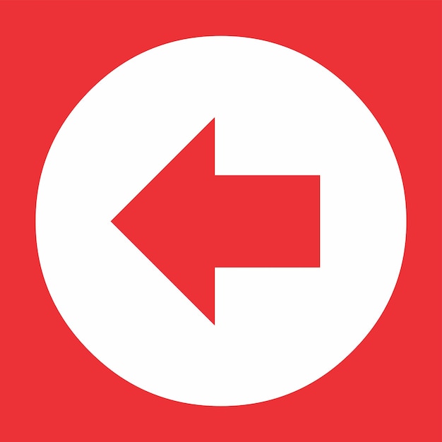 Red arrow pointing left in a white circle on a red background