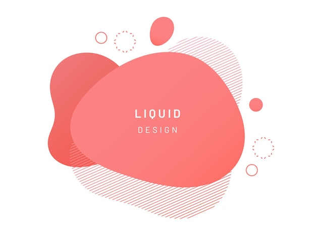Red coral color fluid blob for card background liquid stain geometrical shape abstract gradient