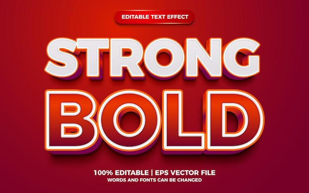 Red creative strong bold 3d editable text effect template