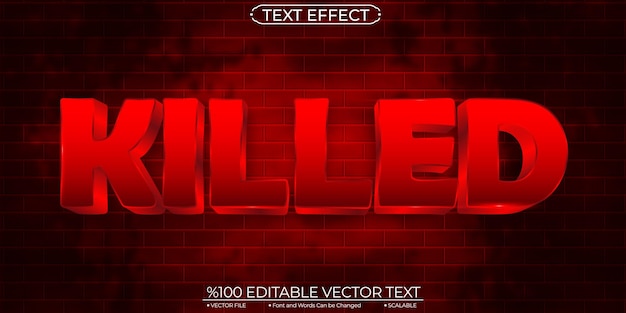 red dark killed editable and scalable template vector text effect
