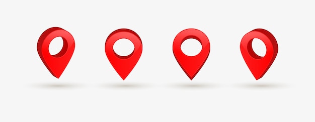 red location pointer in 3d gps map pin icons for destination point signs