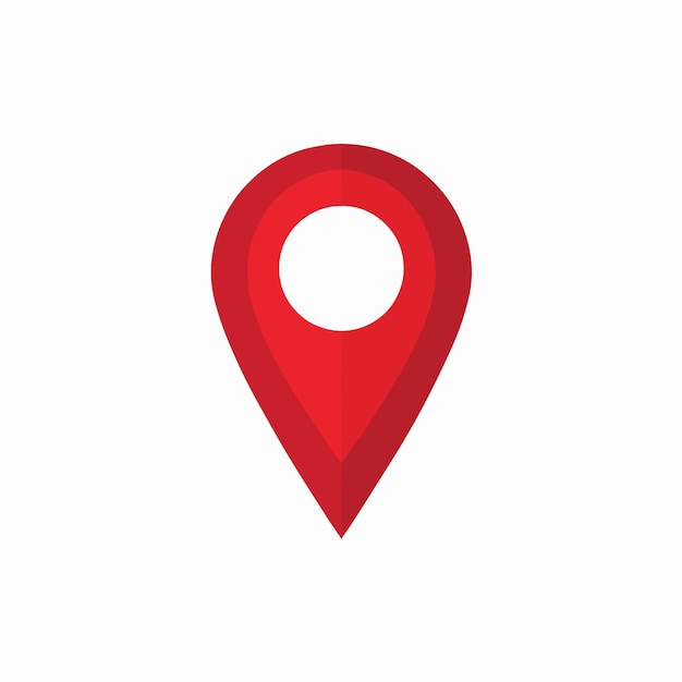 red pin with a white outline on it