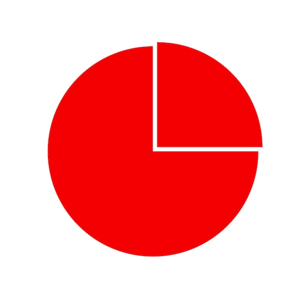 Red round pie chart vector icon