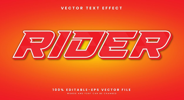 Red Speed Rider editable text effect Template with modern style