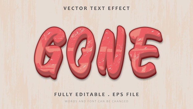Red Vintage Grunge Word Gone Editable Text Effect Design Template