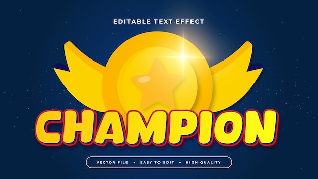 red yellow and blue champion 3d editable text effect font style