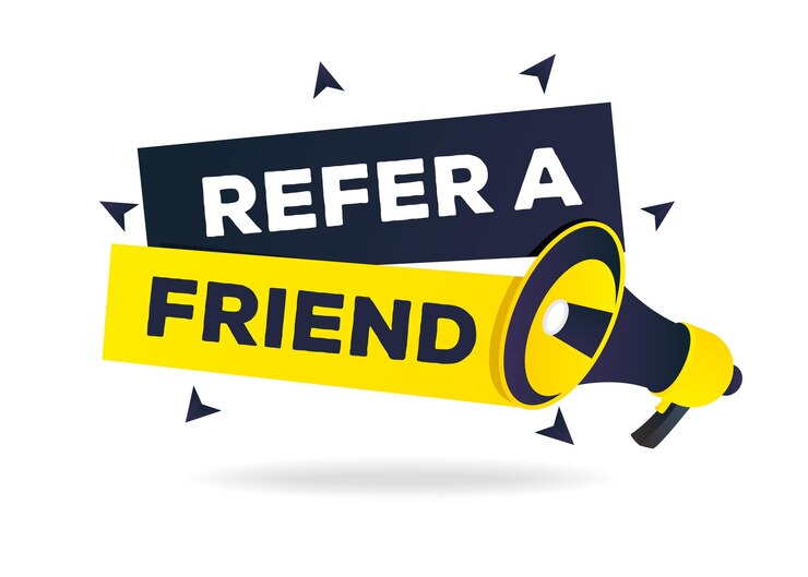 Vektor refer a friend banner with bullhorn for referral program promo