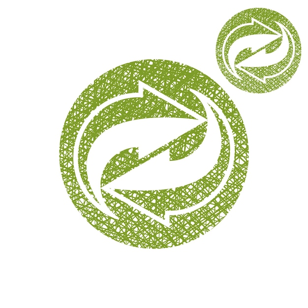 Reload refresh arrows loop vector simple single color icon isolated on white background, with sketch lined hand drawn texture.