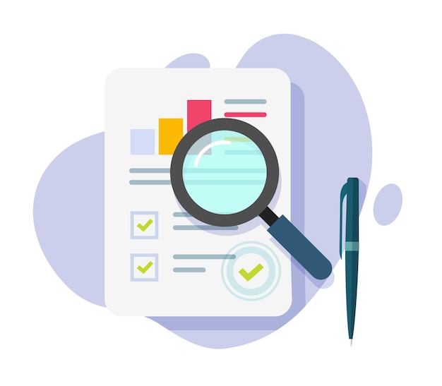 report result analyze inspection review icon paper sheet audit sales growth graph data overview