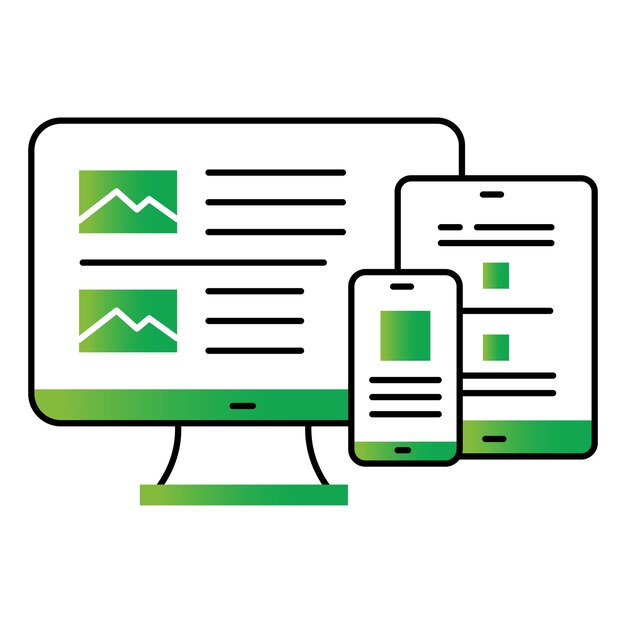 Responsive Design Vector Icon Showing Website Adaptability Across Devices and Screen Sizes