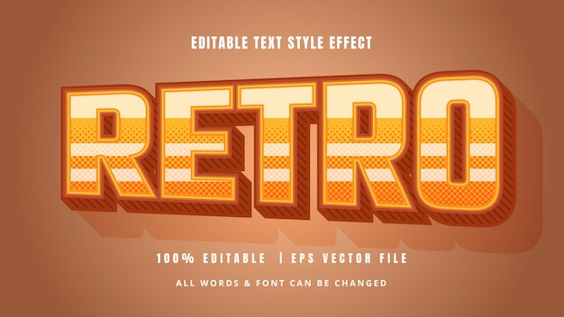 Retro 3d Text Style Effect Editable illustrator text style