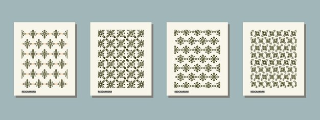 Retro black and white geometric pattern background vector abstract lines art set background design