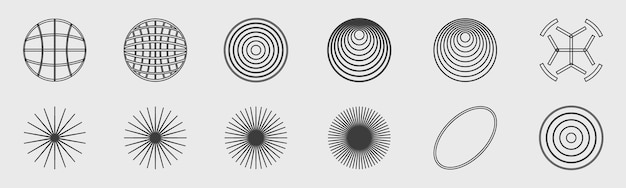 Retro futuristic elements for design Collection of abstract graphic geometric symbols Simple shapes forms