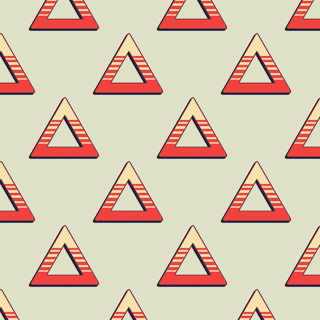 Retro vzor trojúhelníků, abstraktní geometrické pozadí ve stylu 80. a 90. let. Geometrická jednoduchá ilustrace