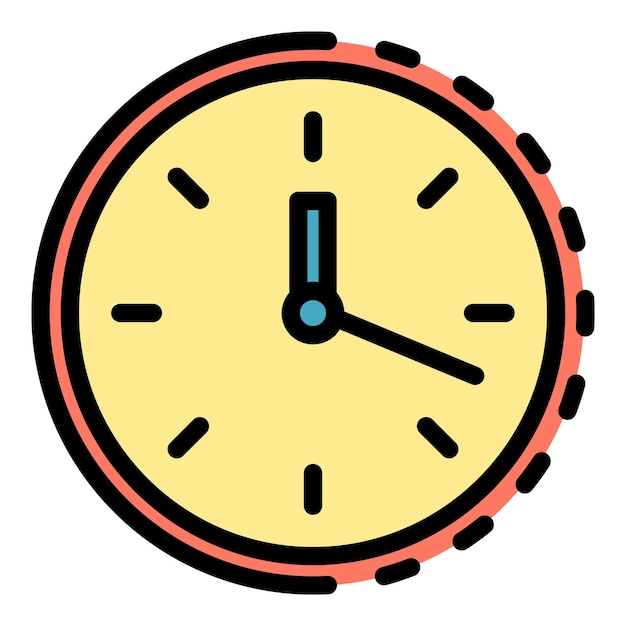 retro wall clock icon outline retro wall clock vector icon color flat isolated