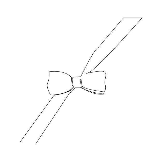 Ribbon one line continuous outline vector art drawing and simple minimalist design