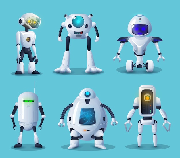 Robot and android bot characters of artificial intelligence technologies