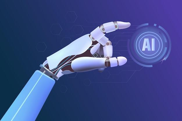 robot artificial intelligence robot arm graphic with ai symbol