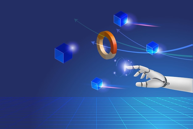 robot hand touch block chain networking business graph artificial intelligence innovation