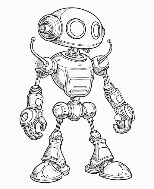 Robot illustration Robot coloring book
