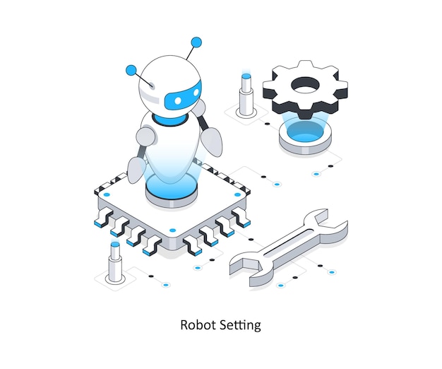 Robot Setting isometric stock illustration EPS File stock illustration