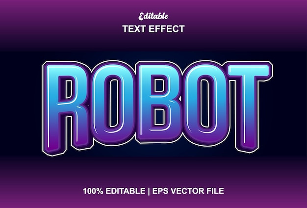 robot text effect with blue color graphic editable style