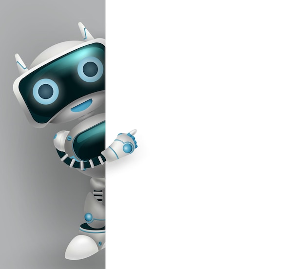 robot vector 3d character background design robotic character showing empty white board element