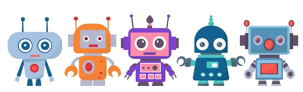 robots androids in flat style vector