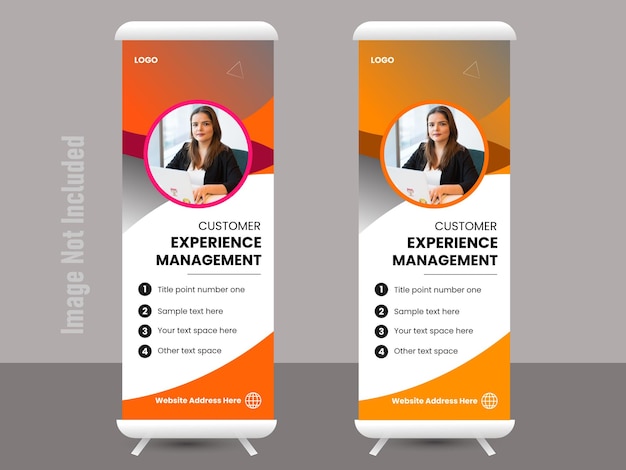 Roll Up Banner Background Vector Template with Abstract Geometric Design