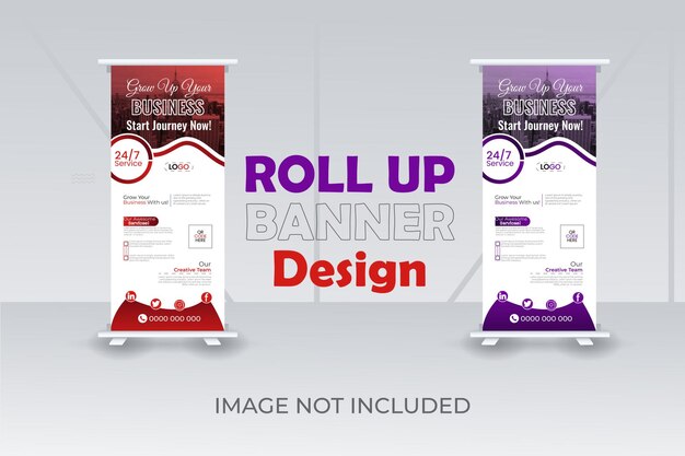 Roll Up Banner Design Roll Up Banner Mock up Design Red And Deep Pink Color Roll Up Banner