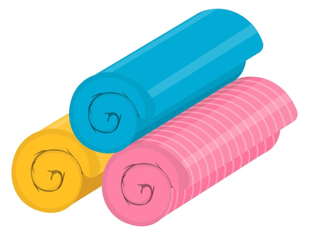 Rolled towels Colorful cartoon fabric Spa symbol