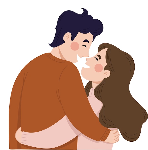 Romantic couple cartoon flat illustration
