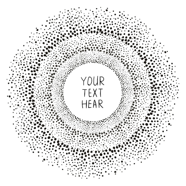 round dots frame decorative border hand drawn vector illustration isolated on white background