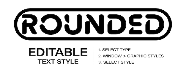 Rounded stroke editable text effect outline graphic style template customizable tweaking contour
