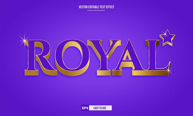 Royal 3d editable golden vector text effect
