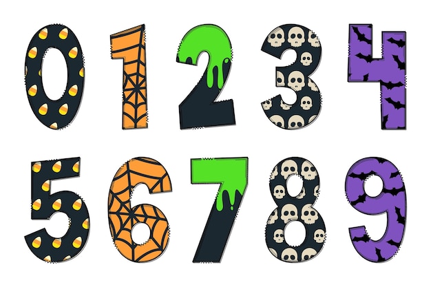 Rozkošná ručně vyráběná sada šťastných halloweenských čísel