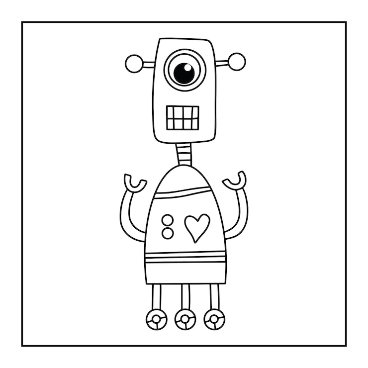 Vektor roztomilé omalovánky s roboty k vytisknutí pro děti