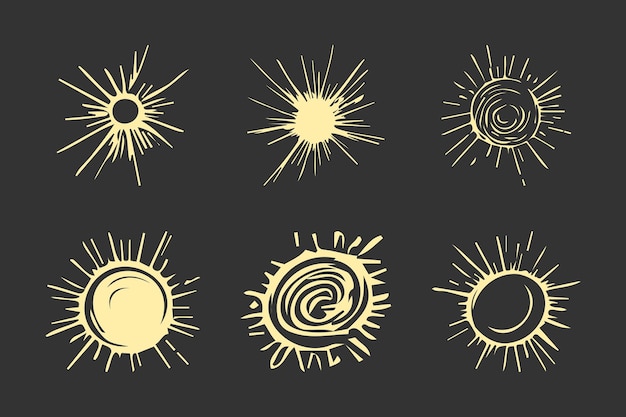 Ručně kreslené doodle slunce Designový prvek vektorová ilustrace