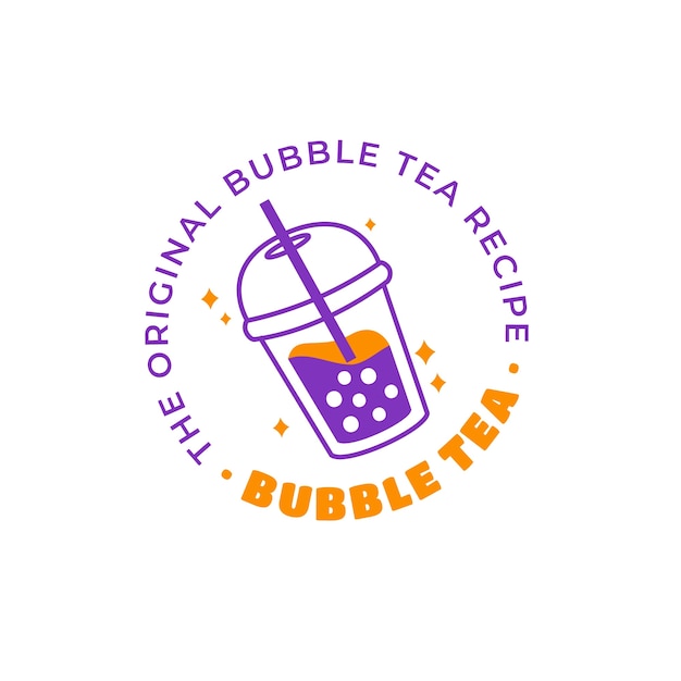 Ručně kreslené logo s bubble tea