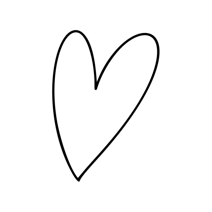 Ručně kreslené logo se srdcem, ilustrace čáry, černý obrys, prvek monoline pro Valentýna