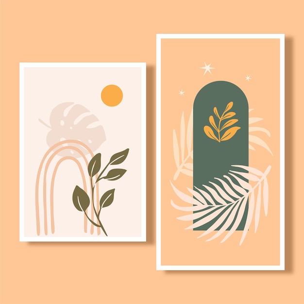 Ručně kreslený plochý návrh boho vektorová ilustrace nástěnného umění