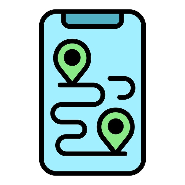 running smartphone route icon outline running smartphone route vector icon color flat isolated