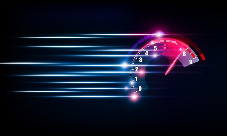 Vektor rychloměr rychlosti auta, automatický návrh palubní desky, abstraktní technologie měření rychlosti