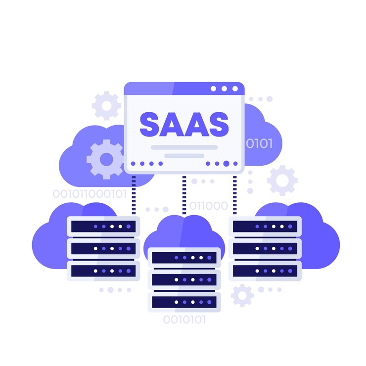 Vektor saas, hosting and cloud solutions vector illustration